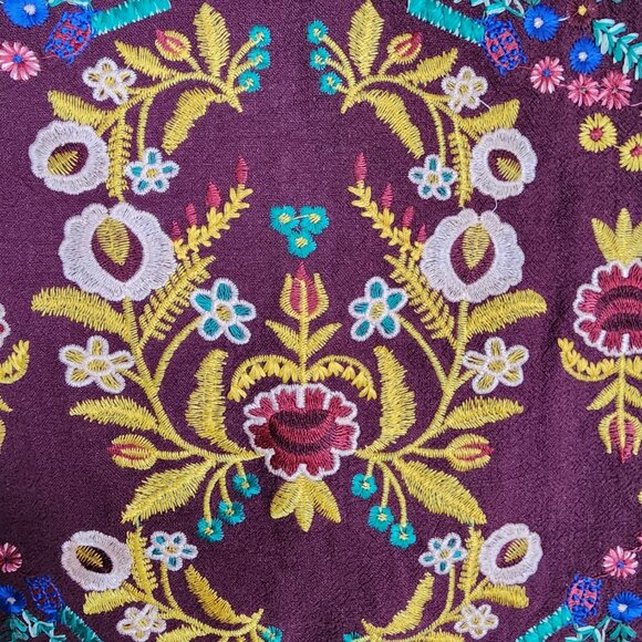 Umgee Embroidered Skirt Maroon Size L - Picture 6 of 6